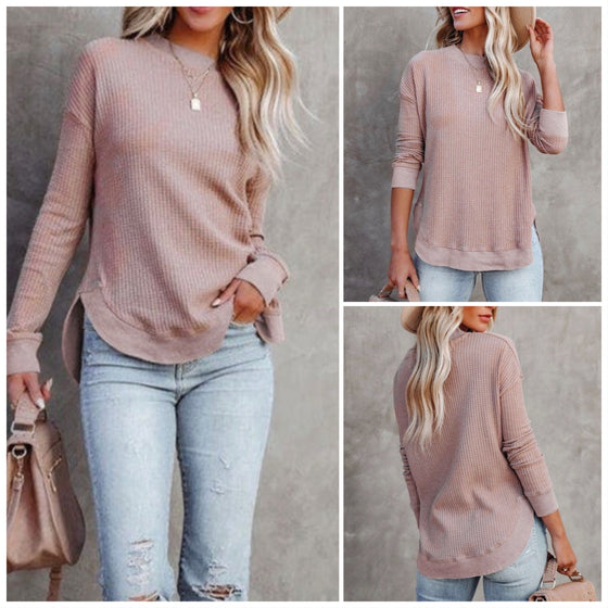 TOP Seller! RESTOCK! Pink, Sand or Gray Waffle Crew