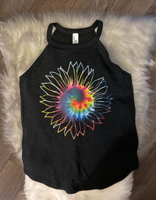  Tri Rocker Tank With Tie Dye Sunflower