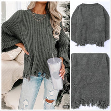  Distressed Chunky Knit Sweater