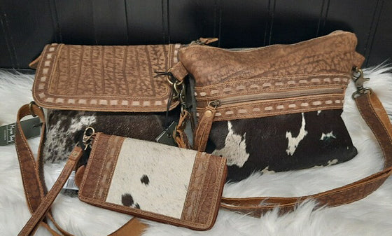 Myra Diaz Leather, Hairon & Canvas Shoulder/Crossbody Bag