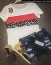 Leopard Coral Splice Color Block Tee