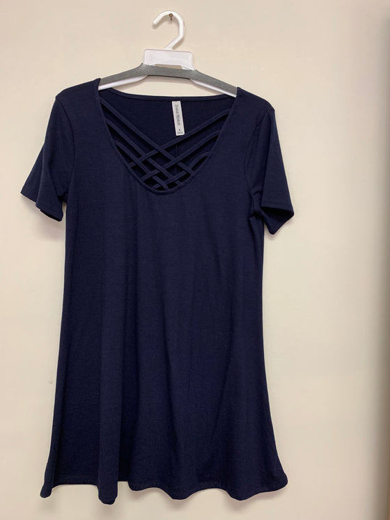 Sz S Zenana Navy Swing Tee