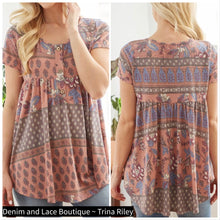  1 Sz L Available! Paisley Babydoll Top By Lovely Melody USA Made