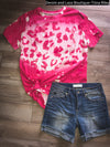 Hot Pink Bleached Leopard Tee