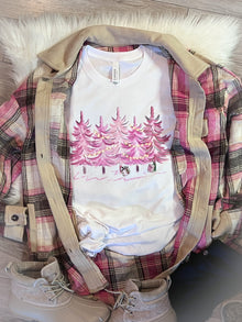  Bella Short Sleeve Tee Pink Trees