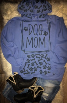  Dog Mom Paw Bone Contrast Periwinkle Blue Jerzees Nublend Hoodie