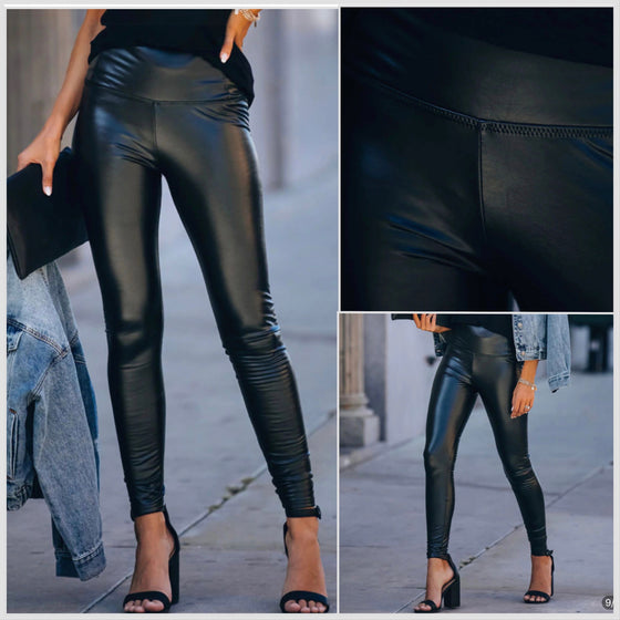 Faux Leather High Yoga Waist Leggings