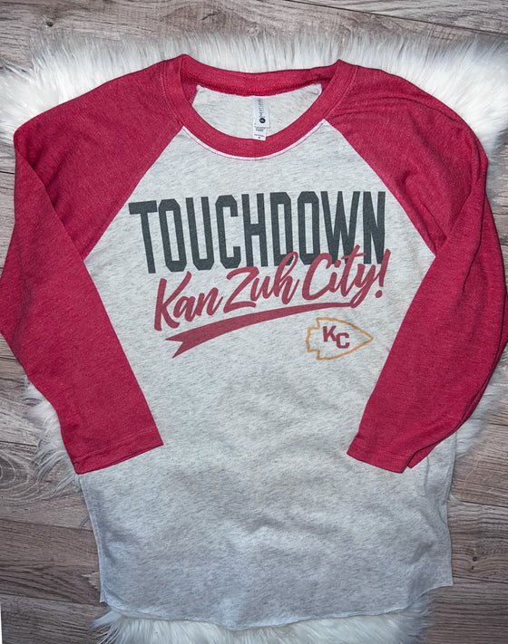 3/4 Sleeve Raglan Touchdown Kan Zuh City!