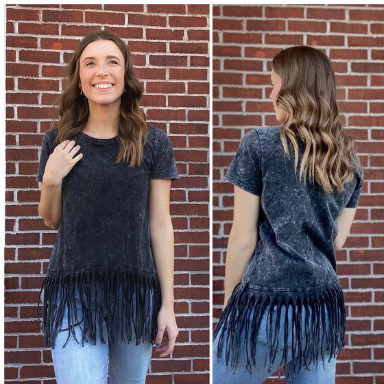 Bibi Mineral Washed Fringe Top