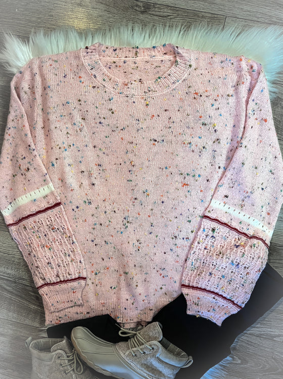 Pink Lightweight Confetti Sweater