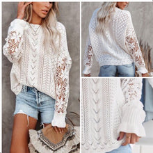  White Lace Knit Sweater