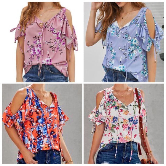 Cold Shoulder Floral Blouse