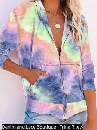 🔥 HOT ITEM! Tie Dye Zip Up Hoodie