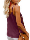 Wine Spaghetti Strap Buttoned Tank Top