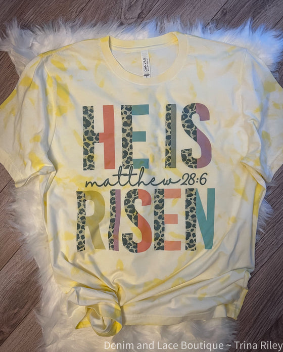 He Is Risen Matthew 26:6 Yellow Bella Short Sleeve Tee