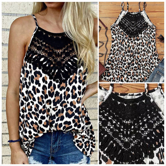 Leopard Spaghetti Strap Tank