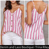 Button Up V Neck Strappy Tank Top