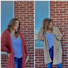  2X/3X Ribbed Knit Popcorn Pocket Cardigan