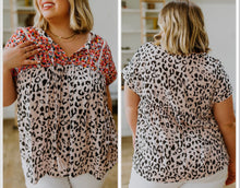  In Stock! Plus Boho Mixed Print Leopard Blouse