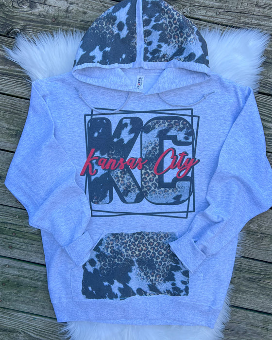 KC Cow Leopard Contrast Hoodie