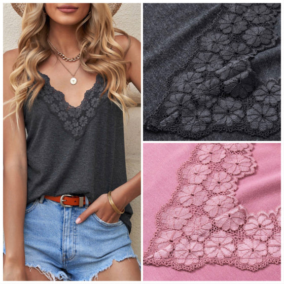 Lace Detail Adjustable Strap Cami