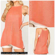  Gigio Coral Knit Side Slit Tank Top