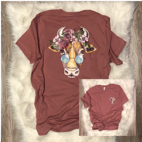 Cow Front Back Bella Short Sleeve