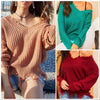 Teal M & L Runs Loose! Frayed V-Neck Sweater