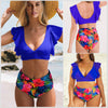 High Waist Blue Floral Swimsuit