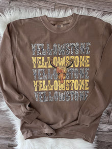  L Yellowstone Stacked Comfort Colors Long Sleeve Tee