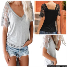  Last One! S-Black V-neck soft lace tee