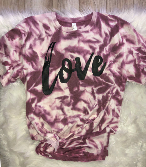 Bleach Dyed Love Short Sleeve Tee