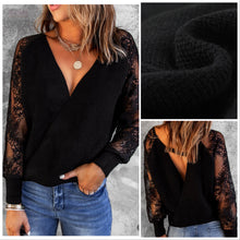  Sexy Black Surplice Lightweight Sweater