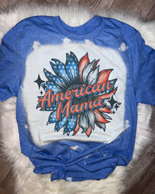  Special!! Bleached American Mama Patriotic Sunflower Tee