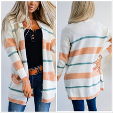  Sz L Stripe Pocket Cardigan