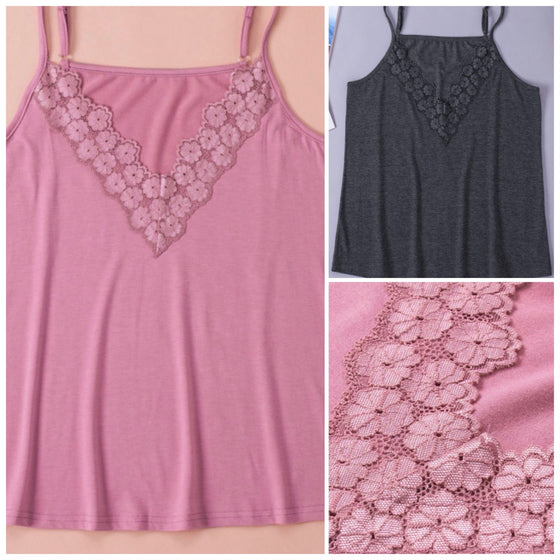 Lace Detail Adjustable Strap Cami