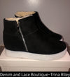 Sz 9 Black & Taupe- Sherpa Lined Wedge Black or Dark Taupe