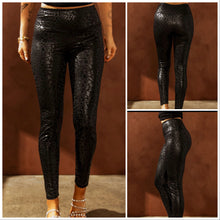  RESTOCKED! Black Faux Leather Leopard Leggings