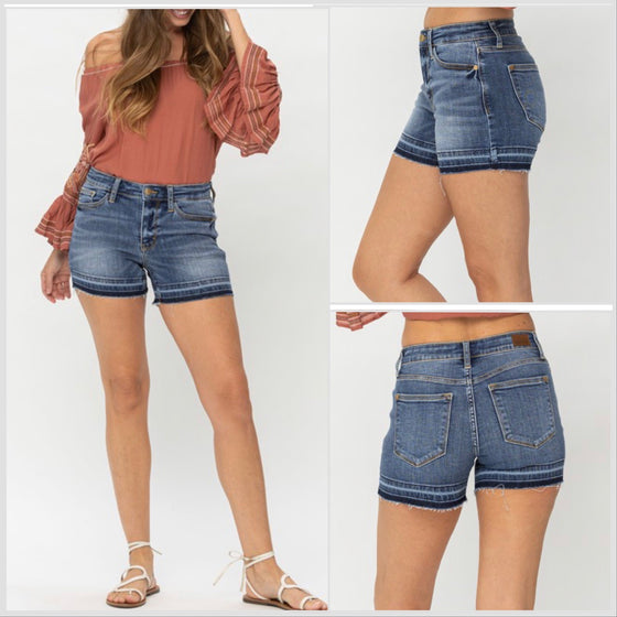 New Arrival! Judy Blue Mid Rise Release Hem Shorts