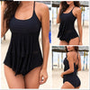 Halter U Neck Ruffled Layer Tankini Swimsuit