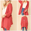 Last One! Coral Sz S Fits S/M - Coral Gigio Gauze Mixed Tiered Kimono