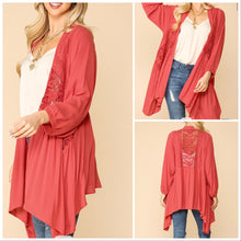  Last One! Coral Sz S Fits S/M - Coral Gigio Gauze Mixed Tiered Kimono