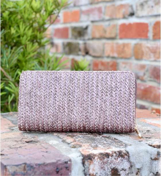 Caroline Hill Kyra Straw Zip Wallet