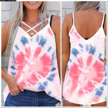  Pink Tie Dye Crisscross Tank