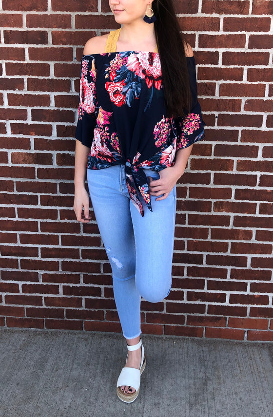 Off Shoulder Floral Blouse