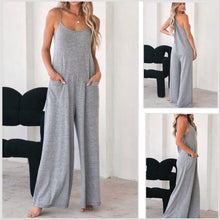  In Stock! Last 1 Sz L Left! Gray Cotton Blend Pocket Jumpsuit - Lightweight