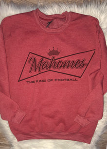  Heather Red Mahomes King of Football Sublimation Crew