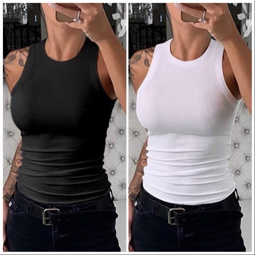 Restocked Black & White Ribbed Slimming Layering Tanks