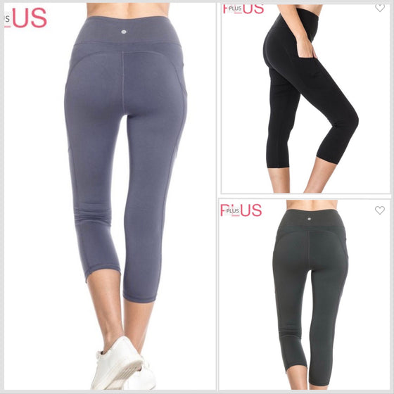 Plus Restocked! Customer Fav Buttery Black Pocket Capri Legging