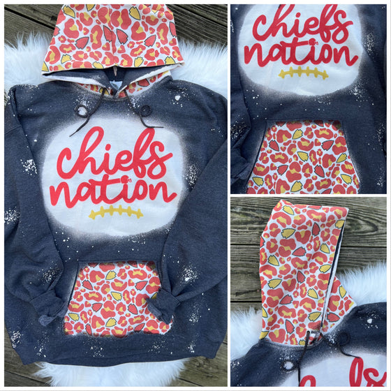 Chiefs Nation Bleached Hoodie With Contrast